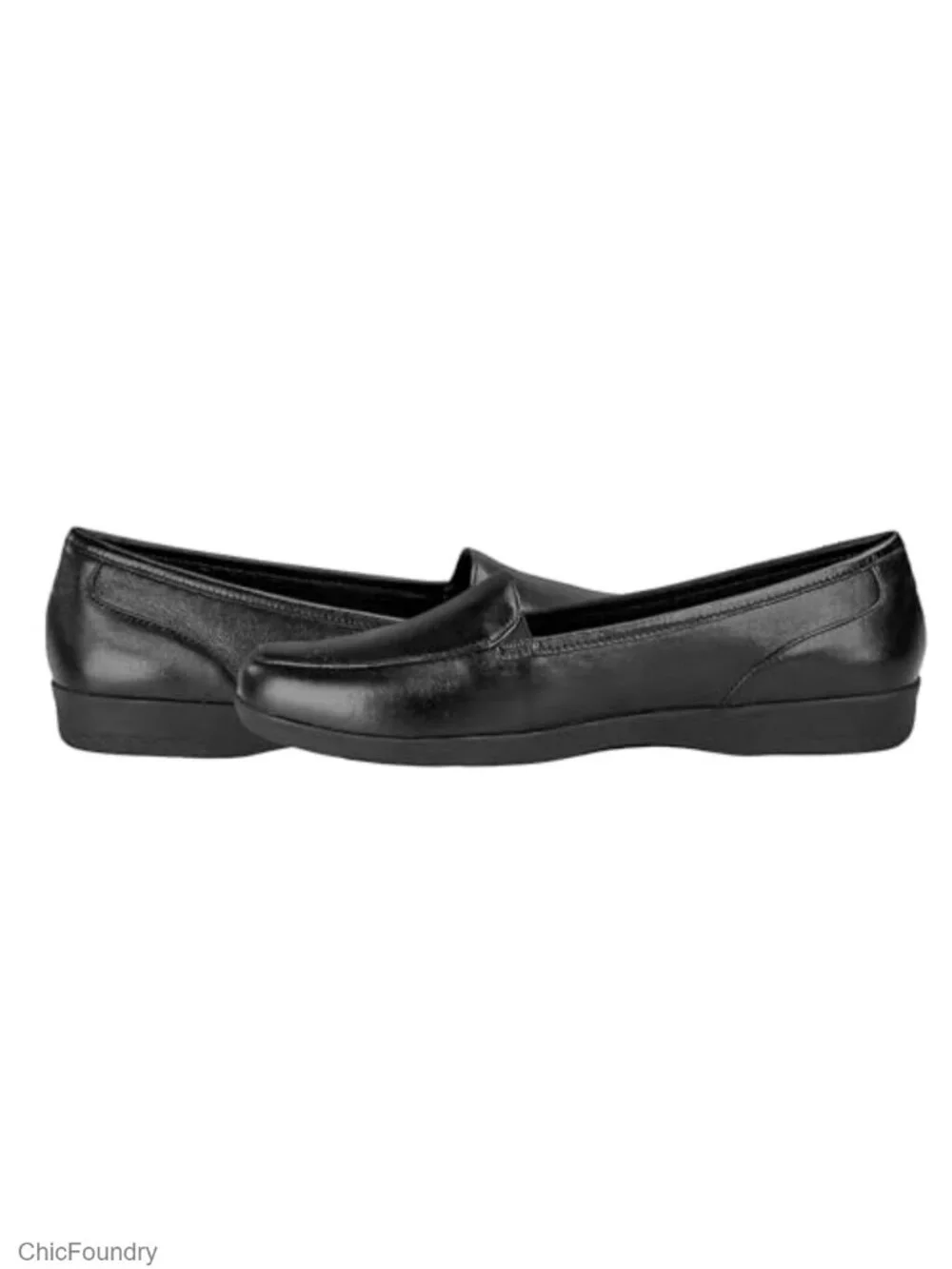 Women's Loafer Slip-On with Elastic Panels, Leather Upper, Cushioned Footbed,
